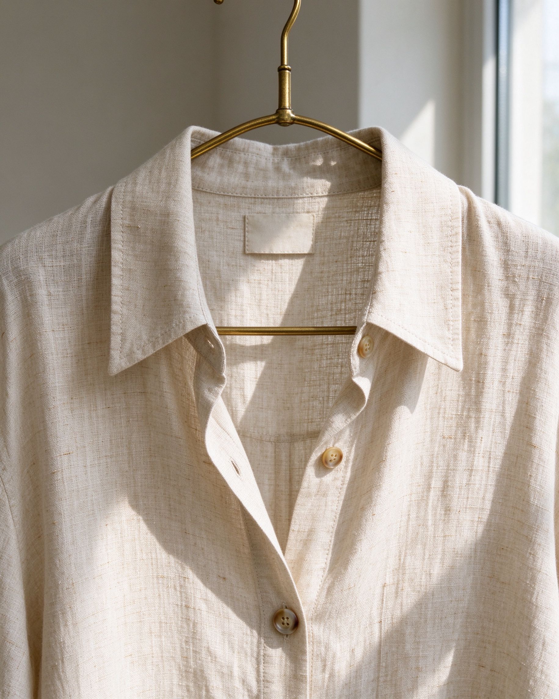 Linen fabric and button detail